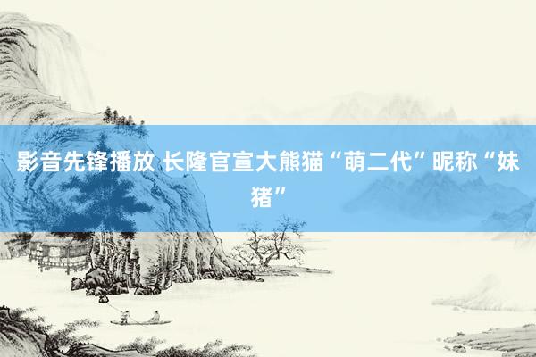 影音先锋播放 长隆官宣大熊猫“萌二代”昵称“妹猪”