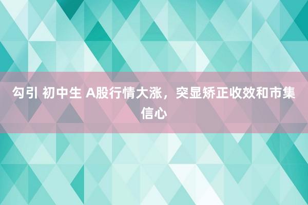 勾引 初中生 A股行情大涨，突显矫正收效和市集信心