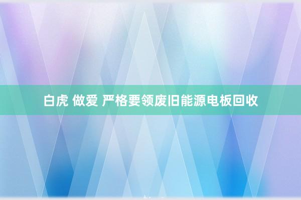 白虎 做爱 严格要领废旧能源电板回收