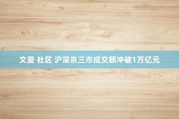 文爱 社区 沪深京三市成交额冲破1万亿元